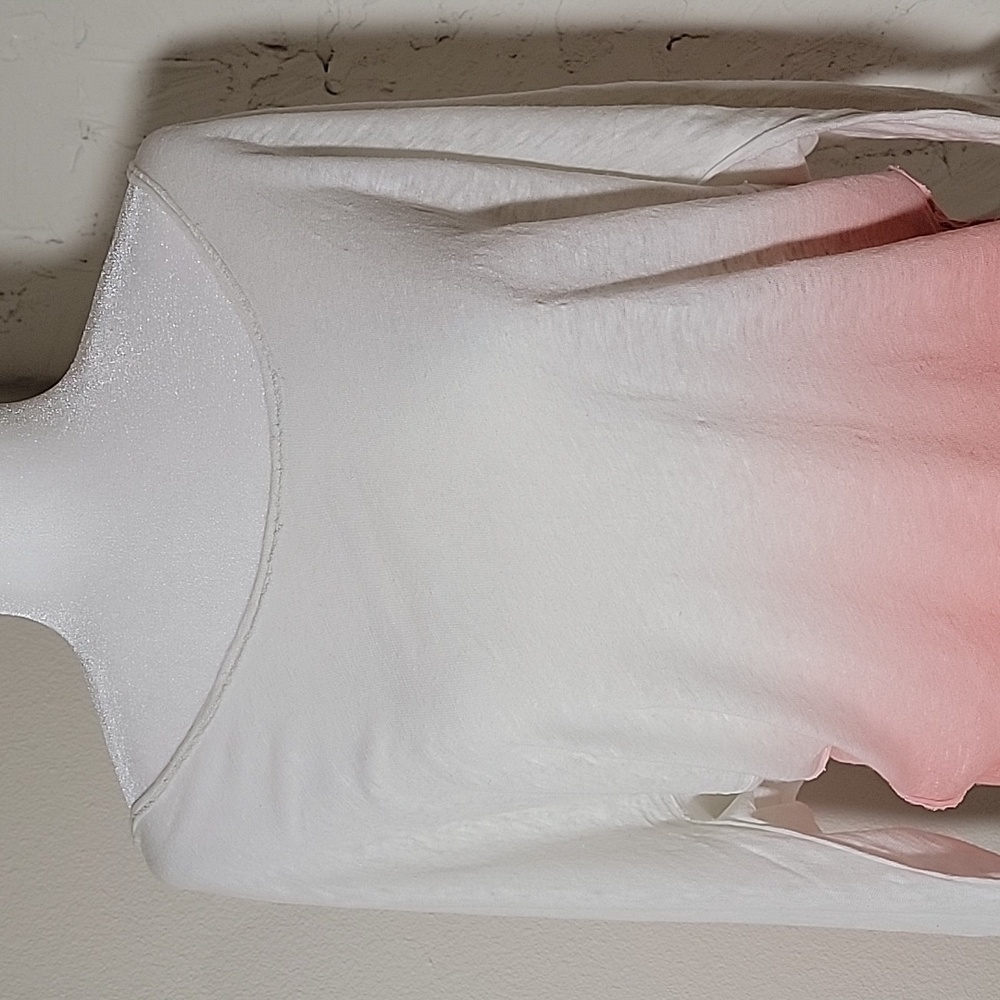 FP We The Free Ombre Linen Slub 3/4 Sleeve Top Ivory Pink Strawberry M - Picture 5 of 16